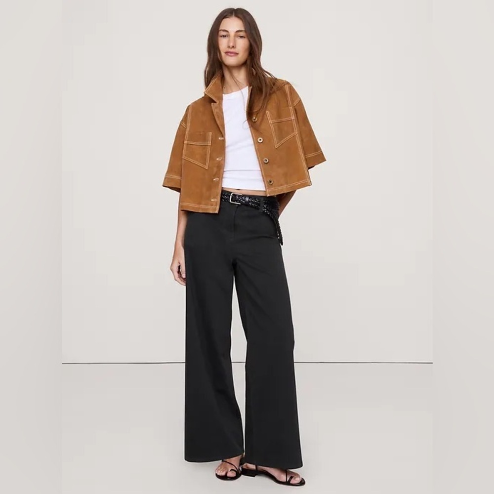NWT! Banana Republic High-Rise Wide-Leg Lightweight Stretch-Cotton Pant🔹🔹